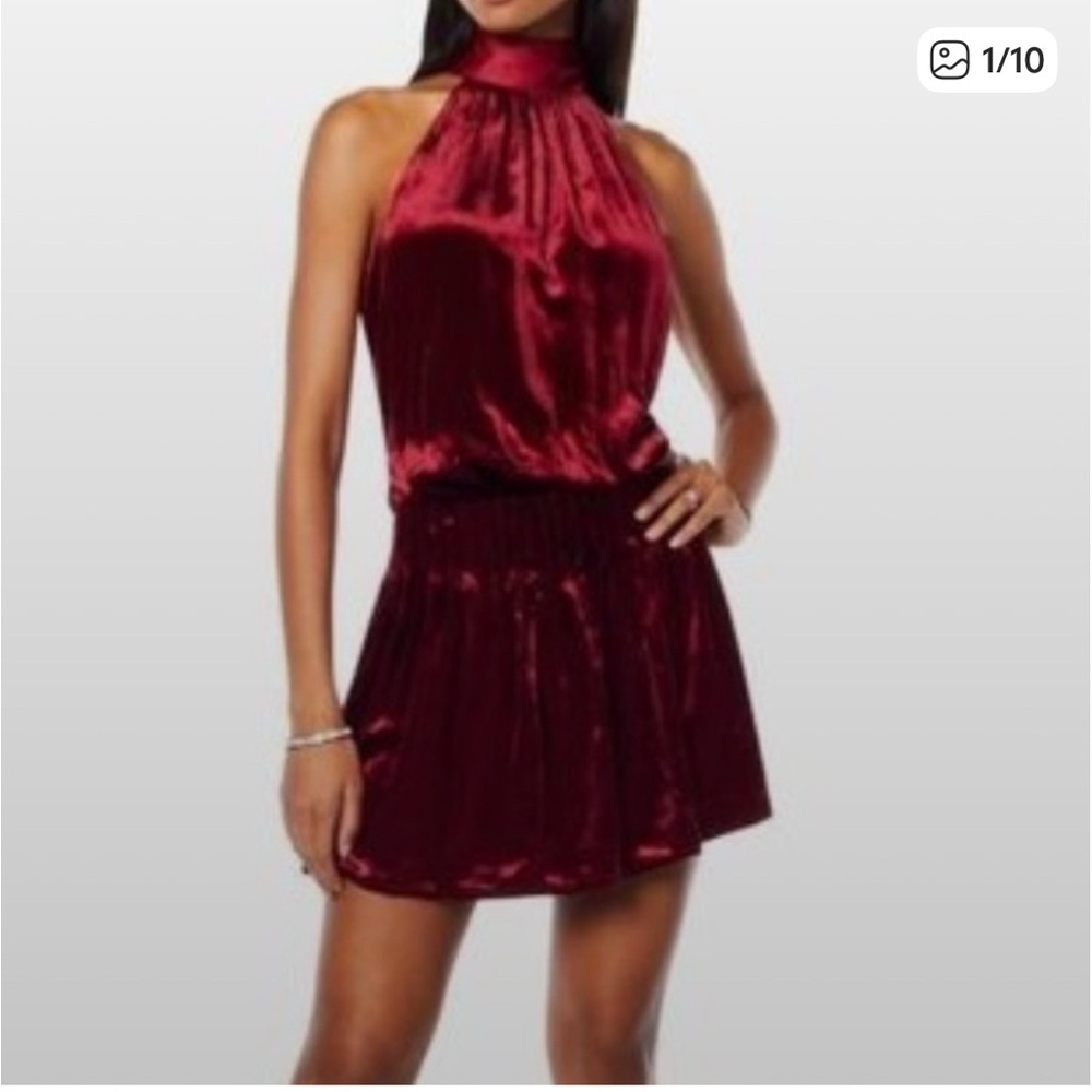 Ramy Brook Deep Red Halter Mini Dress